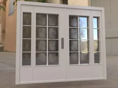 Door lowpoly french with glass Free low-poly 3D model