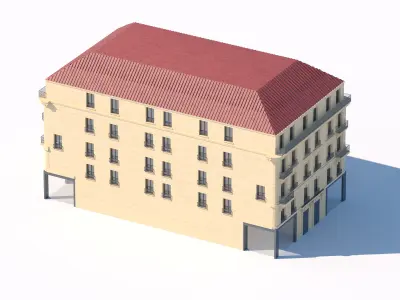 Classic five-story apartment building 3D model