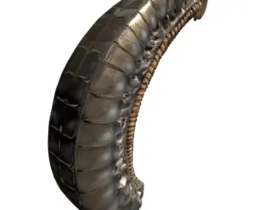 SciFi Biomechanical Segmented Alien Larva Low-poly 3D model