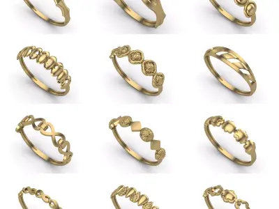 730  STL 3DM MODELS Plain Womens Rings format Models MEGA PACK