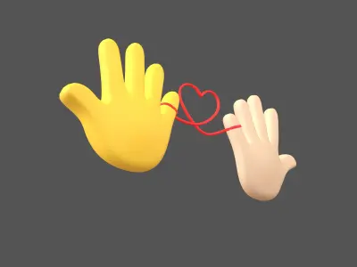 Hand with Red Line Icon v1 034 Low-poly 3D model