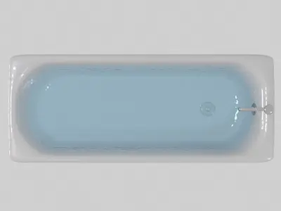 bathtub with feet faucet and drain plugs Low-poly 3D model