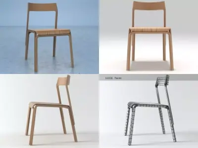 Tabac two wooden chairs 3D model