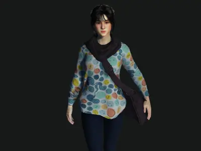 AAA 3D BEAUTIFUL TEENAGE GIRL CASUAL -REALISTIC CHARACTER Low-poly 3D model
