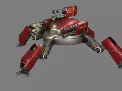 Sci Fi Quad Bot - Low Poly - Game Ready - PBR Low-poly 3D model buy