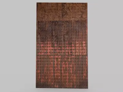 Medieval Riveted Iron Gate Panel Low-poly 3D model