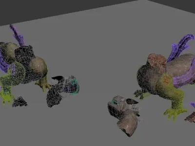 Game Model - Broken Funeral Evil stone beast 3D model