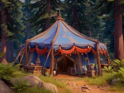 Stylized Forest Tents 3D model