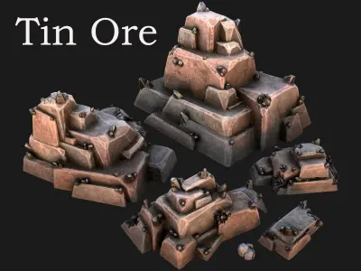 Tin Ores Deposits Minerals Metal Mine Low-poly 3D model