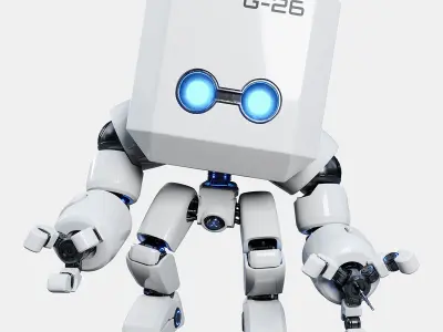 Cute Space Robot Rigged G-26 White 3D model