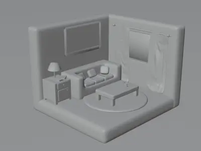 Living Room Low-poly 3D model