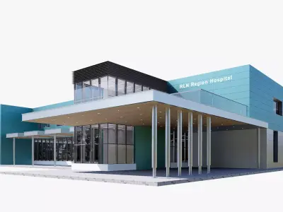 Realistic Medical Center Building 3D Model  Hospital Exterior Low-poly 3D model