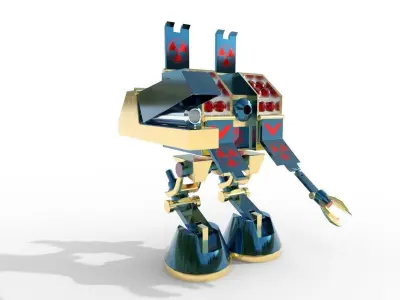 Arsenal gold robot Low-poly 3D model