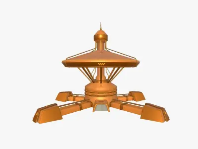 SciFi Facility C04 Orange - Sci Fi Exterior Design Low-poly 3D model