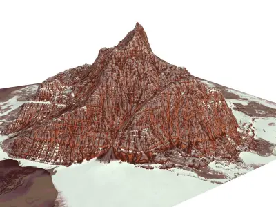 Red Snow ICE Mountain Canyon Desert Low Poly Terrain Rock 1 Low-poly 3D model