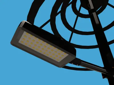 Road urban street light 3D model Solar battery IES Low-poly 3D model