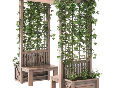 Wooden Garden Arbor 06 3D model