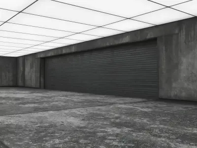 Concrete Garage Interior Low-poly 3D model