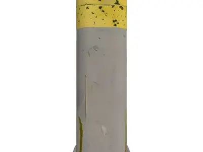 Weathered Concrete Street Bollard Low-poly 3D model