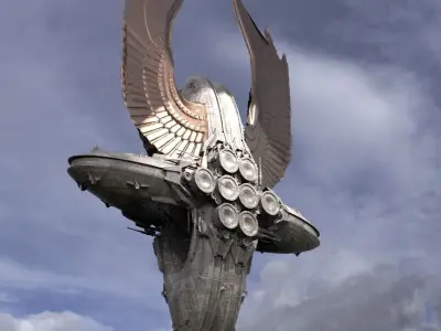 Floating Angel monolith Sci-Fi Base 3D model