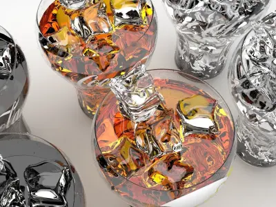 Glasses With Carbonated Drink 3D model