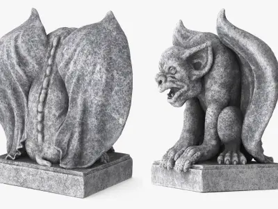  Sculpture Gargoyle Statue Gray Vintage 