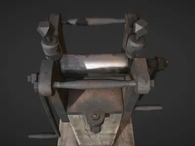 Hand-operated-Metal-rolling-mill metal machine Low-poly 3D model