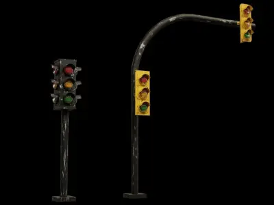 traffic light Low-poly 3D model