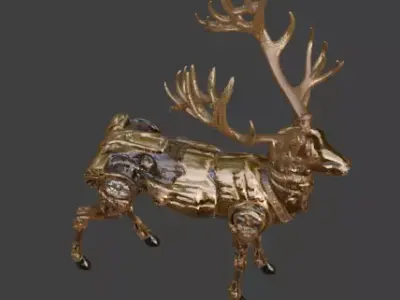 Steampunk Mechanical Deer Automaton 3D Model Low-poly 3D model