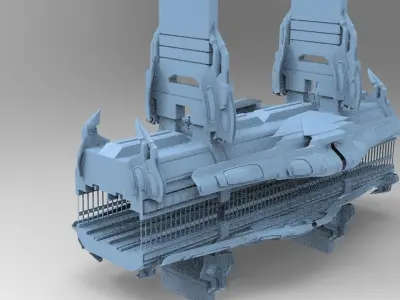 Sci fi Train rail track 2  3D model