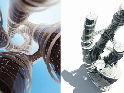Futuristic Skyscraper 3D model 2