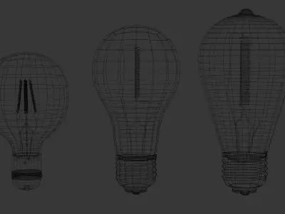 3 LIGHTBULBS Low-poly 3D model