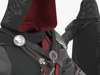  Eastern Shadow Assassin Outfit with Hooded Cape Black 