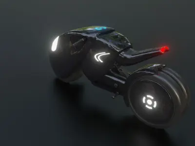 Dark Electric Motorcycle  Low-poly 3D model