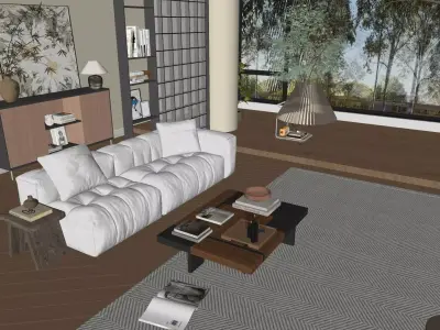 modern wabi-sabi style living room 3D model