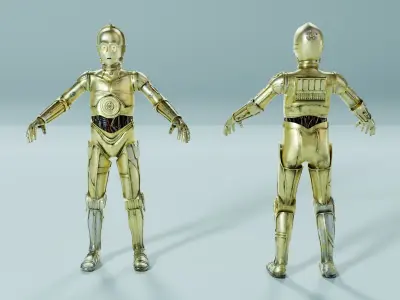 C-3PO Model -Rigged and Textured Low-poly 3D model
