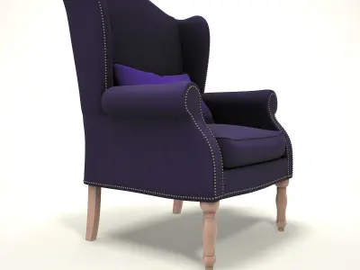 wingback chair fhouse 003 Low-poly 3D model