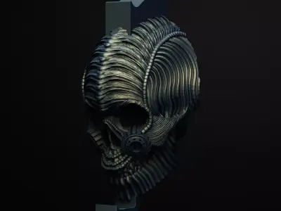 SciFi Skull Desk Skull Headphone and Controller Holder 3D print model