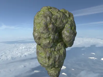 Low poly Floating Island Mossy Rock Pack 190503 Low-poly 3D model