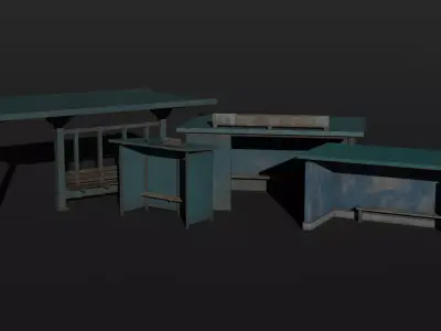 Bus Stops Low-poly 3D model