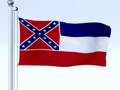 Animated Mississippi Flag Low-poly 3D model