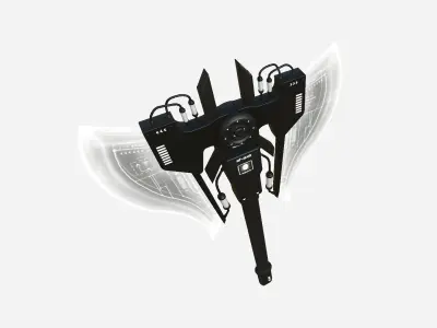 SciFi War Axe B07 Black White - Sci Fi Weapon Design Low-poly 3D model