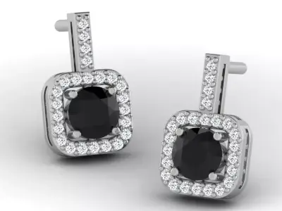 Gold Diamond Women Earring 3D print Model 3D print model 45