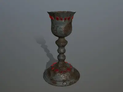 Chalice 9 candle with flames Low-poly 3D model