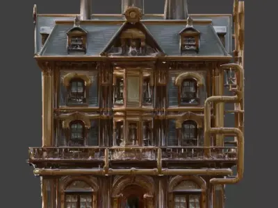 Steampunk Victorian Industrial City Building 3D Model Low-poly 3D model