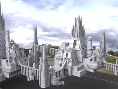 Dracula Castle towers with Larger City complex design 3D model