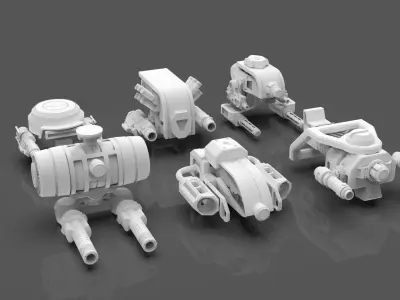 Sci Fi Drones Pack - 6 In 1 - Untextured - Highpoly  3D model