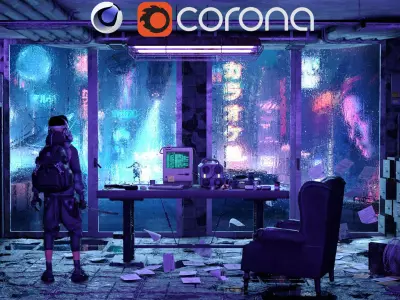 CYBERPUNK RAIN SCENE - Cinema4d and Corona Scene 3D model 3D model
