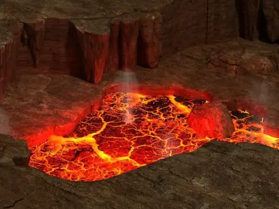 Craters mountains Grand Canyon Hell  Canyon sea of fire volcano 3D model