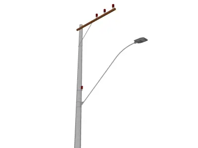 Concrete Lamp Post - Light Pole - Light Post - Street Light 47 3D model